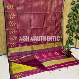 Maheshwari Half Half Hand Block Print Saree