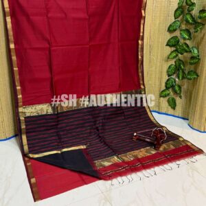 Maheshwari Handwoven Pallu Rewa Border Saree