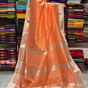 Maheshwari Silver Zari Hansa Border Saree