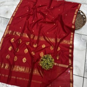 Maheshwari Pan Zari Buti Saree